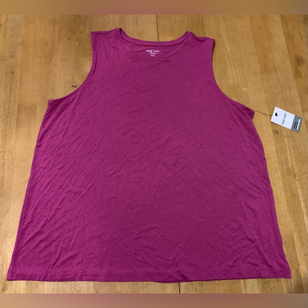 New NINE WEST Fuchsia Pink Tank TOP size XXL Sleeveless Soft Spun NWT